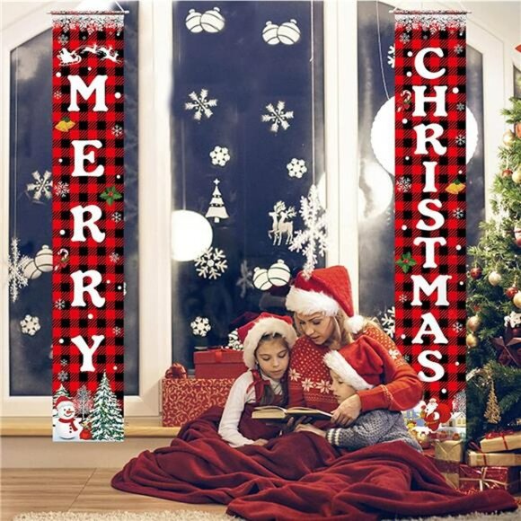 Christmas Decorations Merry Christmas Door Sign Welcome Banner - Picture 6 of 7